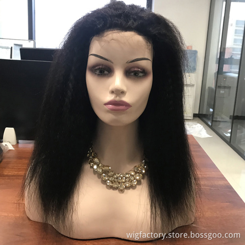 straight kinky indian temple frontal hair wigs for indian women, hand made indian temple frontal wigs